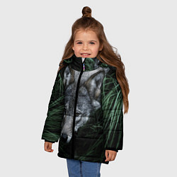 Куртка зимняя для девочки Волк в траве, цвет: 3D-черный — фото 2