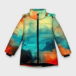 Куртка зимняя для девочки Разноцветная акварель, цвет: 3D-черный