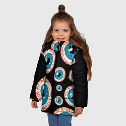 Куртка зимняя для девочки Глаза, цвет: 3D-черный — фото 2