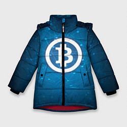 Куртка зимняя для девочки Bitcoin Blue, цвет: 3D-красный