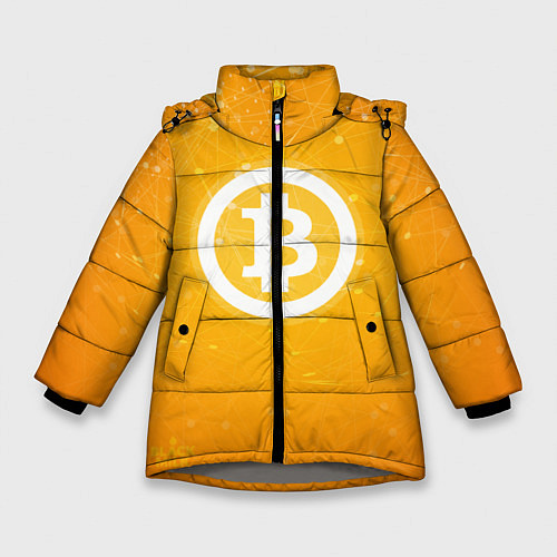 Зимняя куртка для девочки Bitcoin Orange / 3D-Светло-серый – фото 1