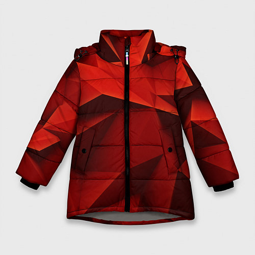 Зимняя куртка для девочки Грани геометрии / 3D-Светло-серый – фото 1