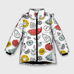 Куртка зимняя для девочки Летний микс, цвет: 3D-черный