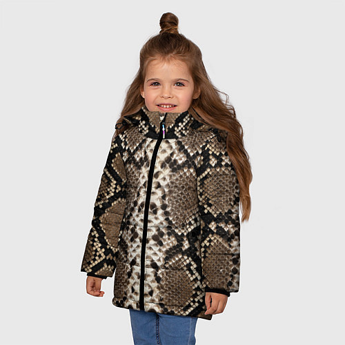 Зимняя куртка для девочки Питон / 3D-Черный – фото 3