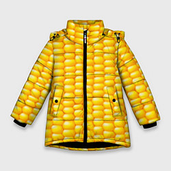 Куртка зимняя для девочки Сладкая вареная кукуруза, цвет: 3D-черный
