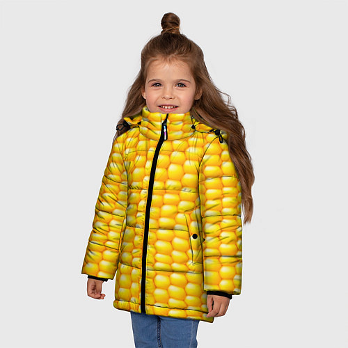 Зимняя куртка для девочки Сладкая вареная кукуруза / 3D-Черный – фото 3