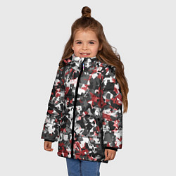 Куртка зимняя для девочки Камуфляж: серый/красный, цвет: 3D-черный — фото 2
