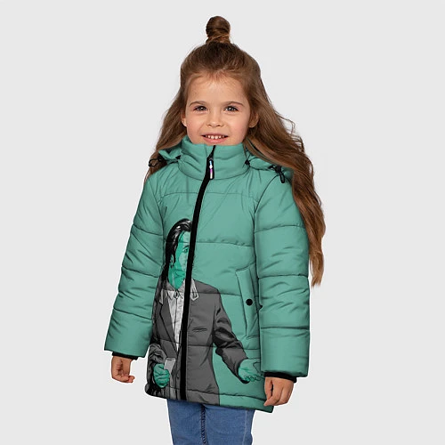 Зимняя куртка для девочки Недоумевающий Винсент / 3D-Черный – фото 3