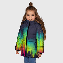Куртка зимняя для девочки Северное сияние, цвет: 3D-светло-серый — фото 2