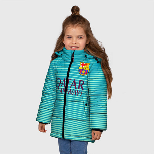 Зимняя куртка для девочки Barcelona FC: Aqua / 3D-Черный – фото 3