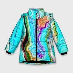 Куртка зимняя для девочки Цветные разводы, цвет: 3D-черный