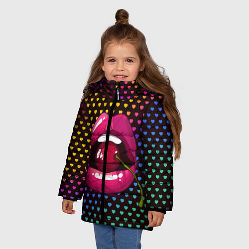 Зимняя куртка для девочки Pop art / 3D-Черный – фото 3