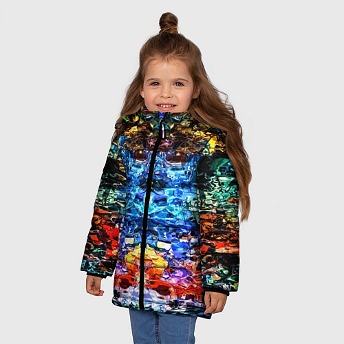 Зимняя куртка для девочки Психоделика / 3D-Черный – фото 3