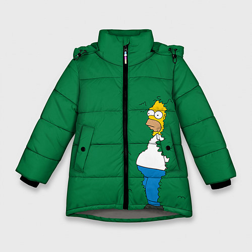 Зимняя куртка для девочки Гомер в кустах / 3D-Светло-серый – фото 1