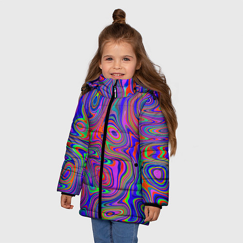 Зимняя куртка для девочки Цветная текстура 5 / 3D-Черный – фото 3