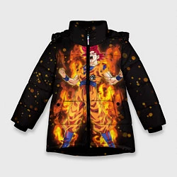Куртка зимняя для девочки Fire Goku, цвет: 3D-черный