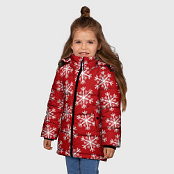 Куртка зимняя для девочки Новогодние Снежинки, цвет: 3D-черный — фото 2