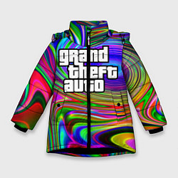 Куртка зимняя для девочки GTA Acid Divorces, цвет: 3D-черный