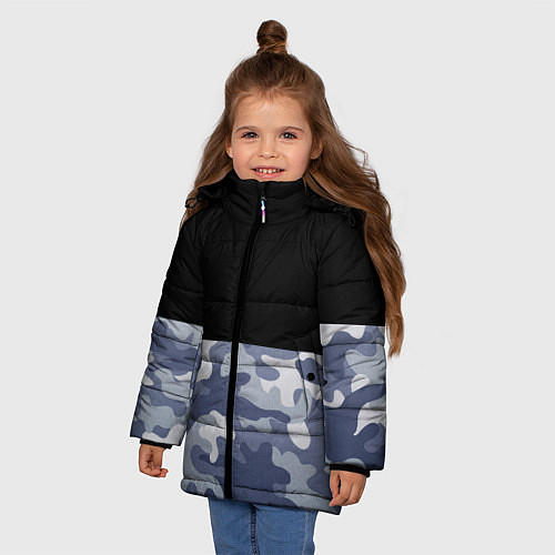 Зимняя куртка для девочки Камуфляж: черный/голубой / 3D-Черный – фото 3