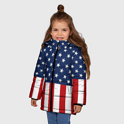 Куртка зимняя для девочки Флаг США, цвет: 3D-светло-серый — фото 2