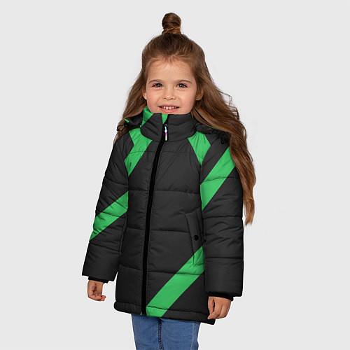 Зимняя куртка для девочки Диагонали / 3D-Черный – фото 3