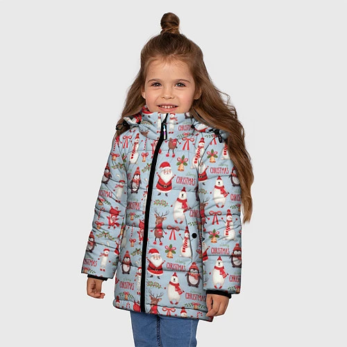 Зимняя куртка для девочки Рождественская Милота / 3D-Черный – фото 3