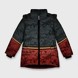Куртка зимняя для девочки Узоры Black and Red, цвет: 3D-черный