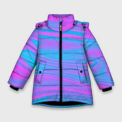 Куртка зимняя для девочки Глянцевые линии, цвет: 3D-черный