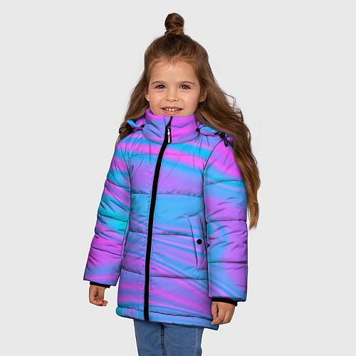 Зимняя куртка для девочки Глянцевые линии / 3D-Черный – фото 3