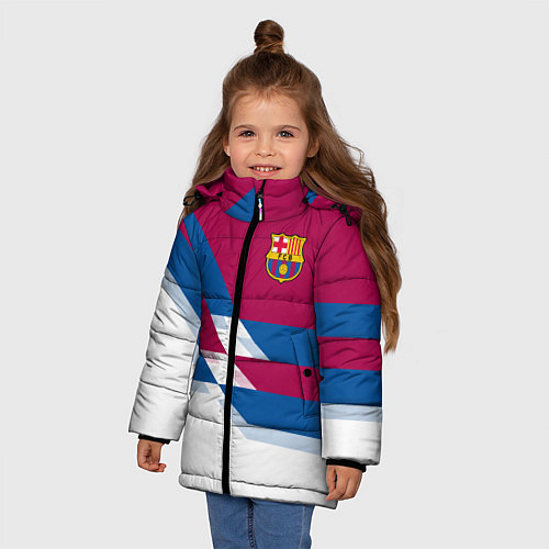 Зимняя куртка для девочки Barcelona FC: White style / 3D-Черный – фото 3