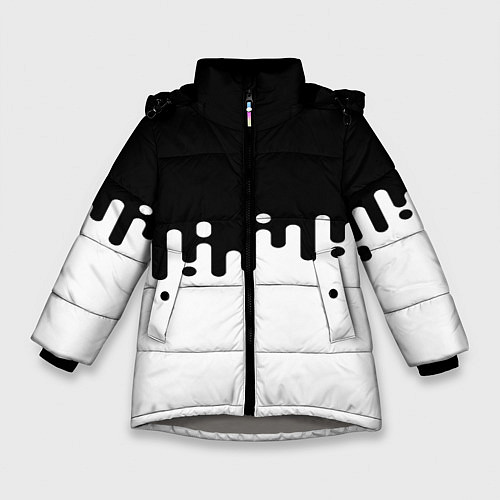 Зимняя куртка для девочки Чёрно-белый узор / 3D-Светло-серый – фото 1