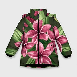 Куртка зимняя для девочки Райский сад, цвет: 3D-черный