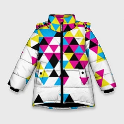Куртка зимняя для девочки Broken mosaic, цвет: 3D-черный