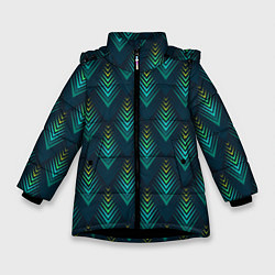Куртка зимняя для девочки Абстрактная птица, цвет: 3D-черный