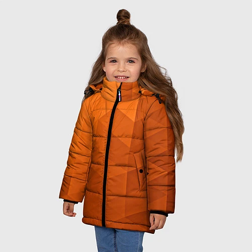 Зимняя куртка для девочки Orange abstraction / 3D-Черный – фото 3