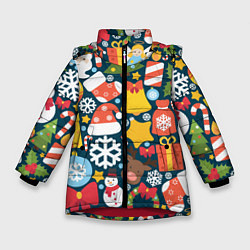 Зимняя куртка для девочки Новогодний набор