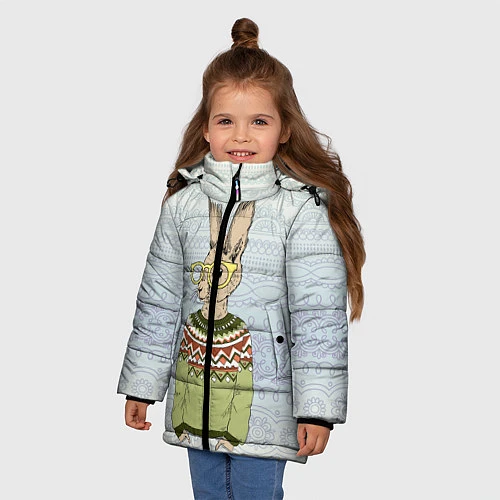 Зимняя куртка для девочки Кролик хипстер / 3D-Черный – фото 3