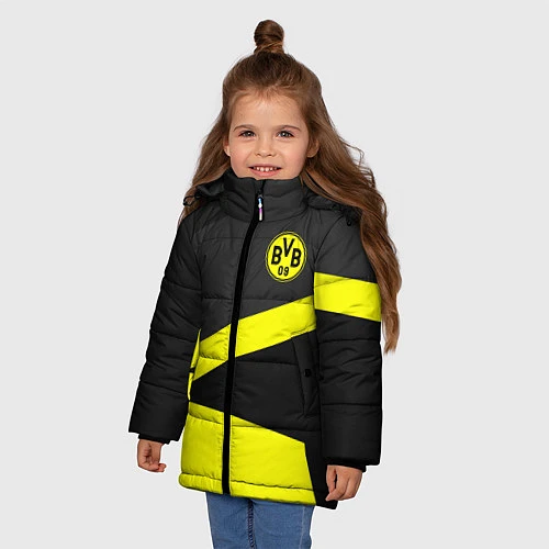 Зимняя куртка для девочки FC Borussia: Sport Geometry / 3D-Черный – фото 3