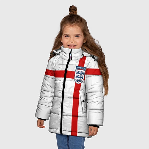 Зимняя куртка для девочки Сборная Англии / 3D-Черный – фото 3