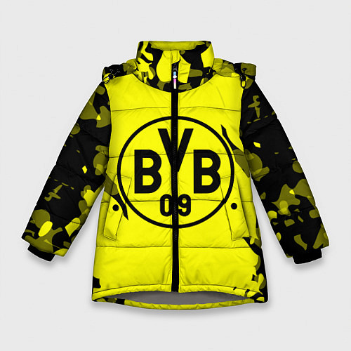 Зимняя куртка для девочки FC Borussia Dortmund: Yellow & Black / 3D-Светло-серый – фото 1