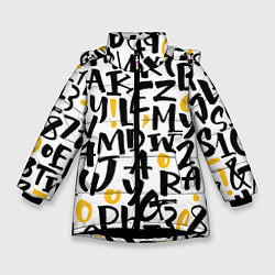 Куртка зимняя для девочки Letters bombing, цвет: 3D-черный