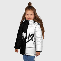 Куртка зимняя для девочки Ария Ч/Б, цвет: 3D-красный — фото 2