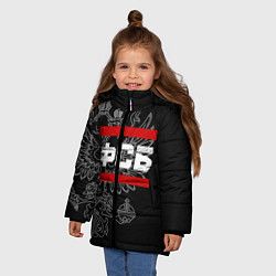 Куртка зимняя для девочки ФСБ: герб РФ, цвет: 3D-черный — фото 2