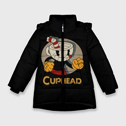 Куртка зимняя для девочки Cuphead: Mugman, цвет: 3D-черный