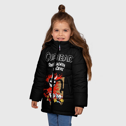 Зимняя куртка для девочки Cuphead: Hell Devil / 3D-Черный – фото 3