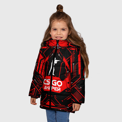 Зимняя куртка для девочки CS:GO Андрей / 3D-Черный – фото 3