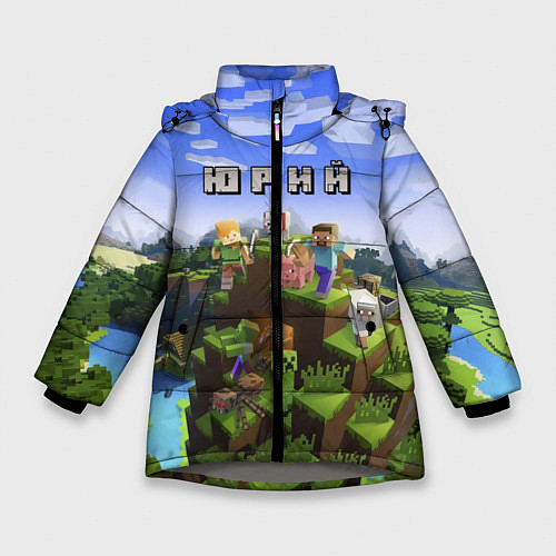 Зимняя куртка для девочки Майнкрафт: Юрий / 3D-Светло-серый – фото 1