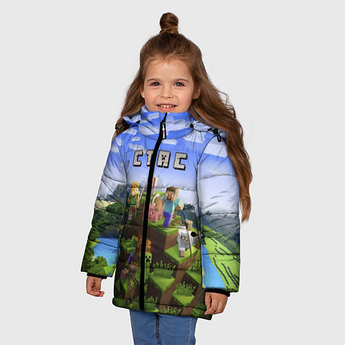 Зимняя куртка для девочки Майнкрафт: Стас / 3D-Черный – фото 3