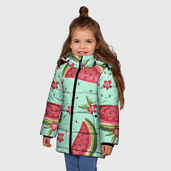 Куртка зимняя для девочки Арбузный вкус, цвет: 3D-черный — фото 2