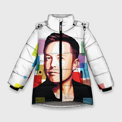Зимняя куртка для девочки Илон Маск / 3D-Светло-серый – фото 1